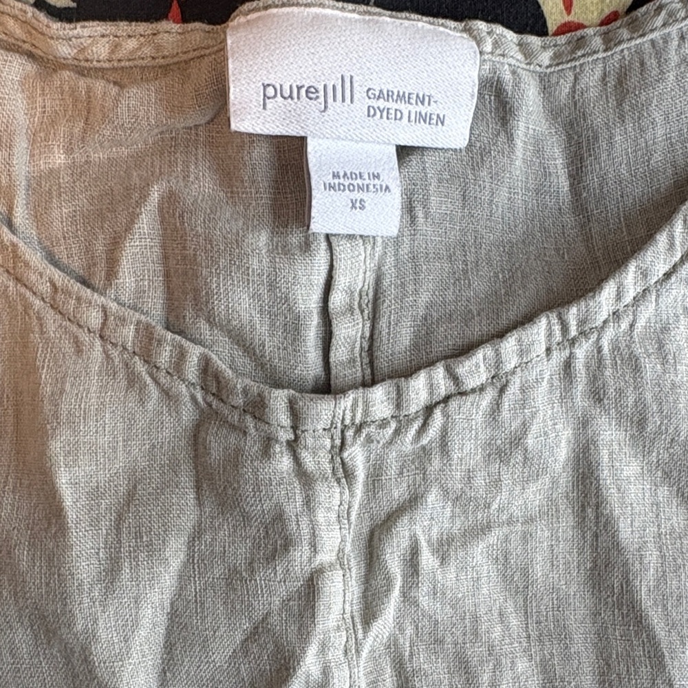Pure Jill Women's Gray Linen Short Sleeve Top
